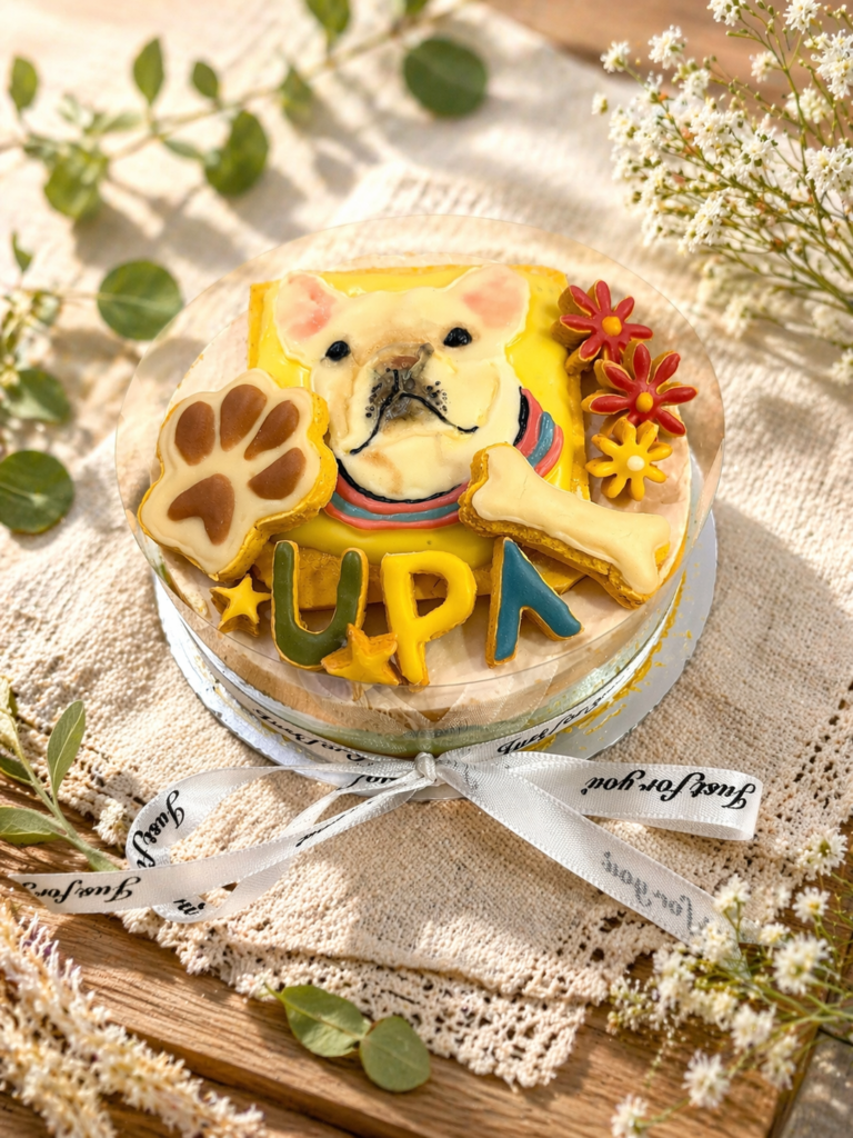 犬の似顔絵ケーキ